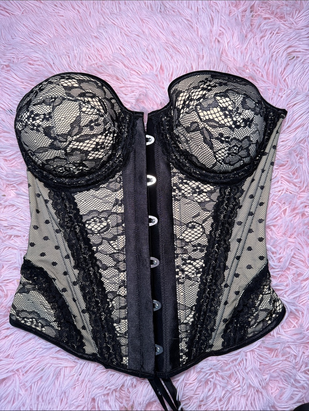 Sexy Black Lace Strapless Bustier Corset